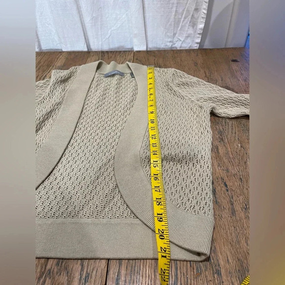 LIZ CLAIBORNE tan open front cardigan size M - Picture 8 of 8